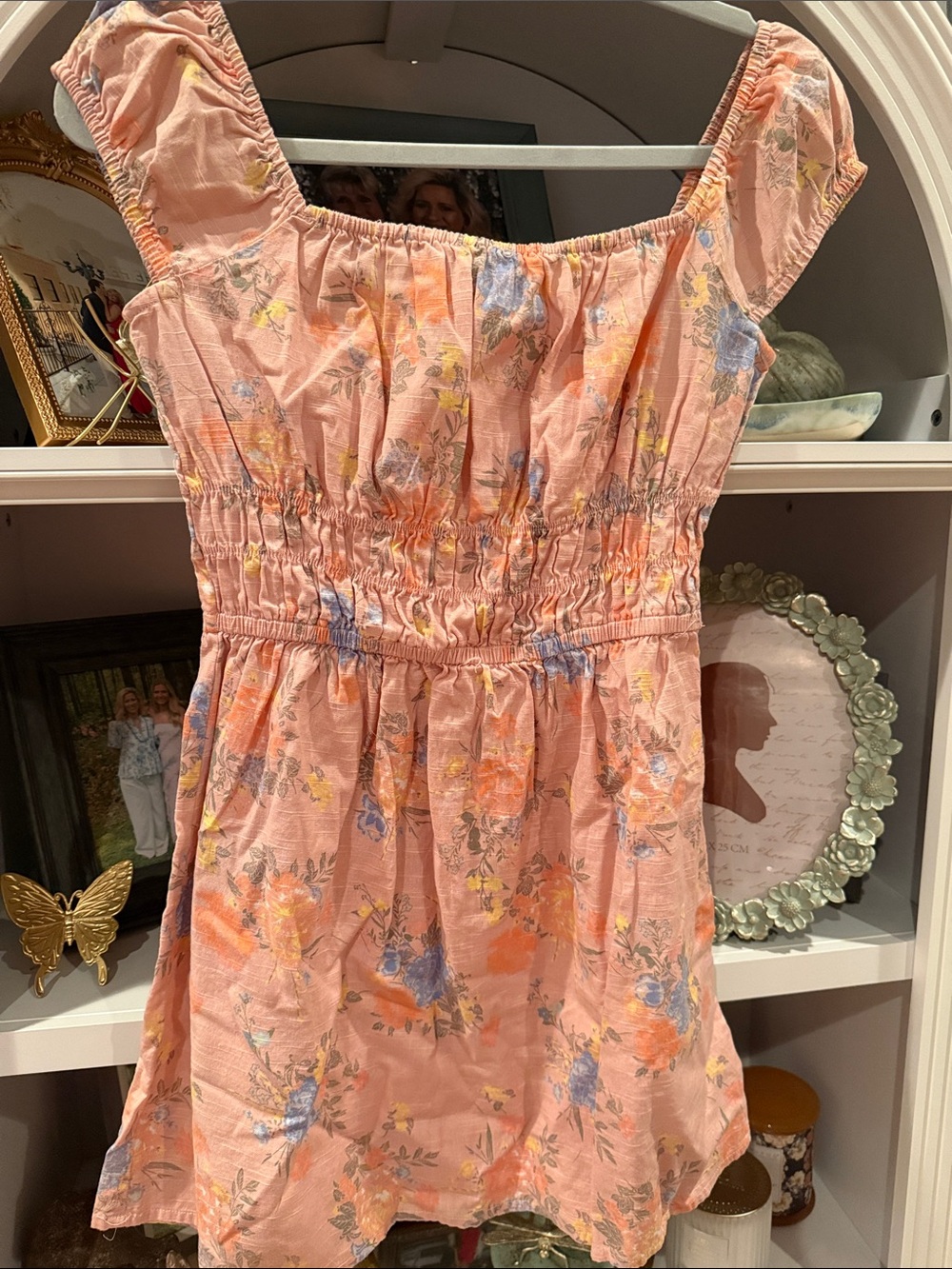 Derek Heart Peach Floral Smocked Summer Dress